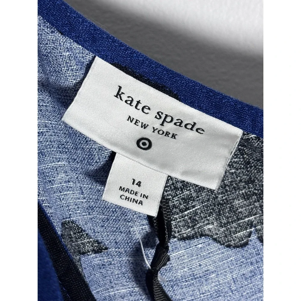 Kate Spade New York Blue Black Floral One Shoulder Linen Blend Jumpsuit‎ Size 14